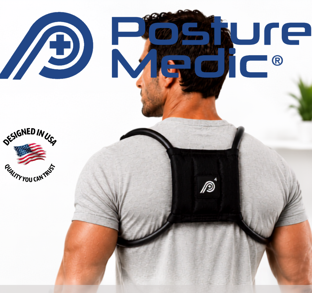male athlete wearing a black posturemedic 